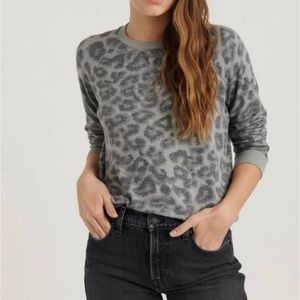 Lucky Brand Gray Cheetah Pullover Sweatshirt